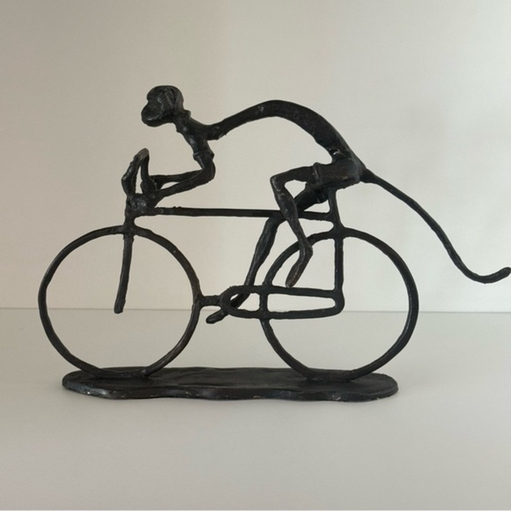 Modern Black Cyclist Sculpture